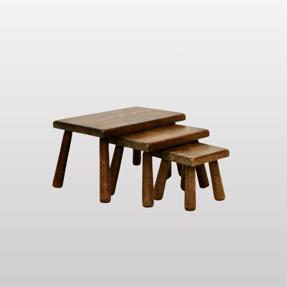 Image 1 of Tables gigognes vintage en chêne foncé, France 1960
