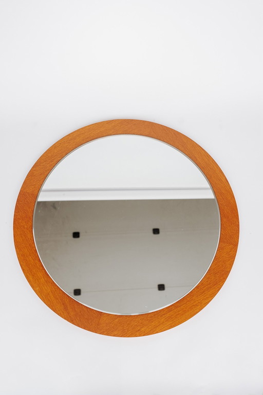 Miroir Xl rond en placage de teck