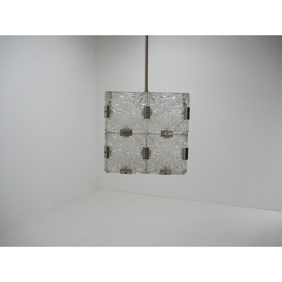 Image 1 of Lustre vintage en verre cubique par Kamenický Šenov, Tchécoslovaquie 1960