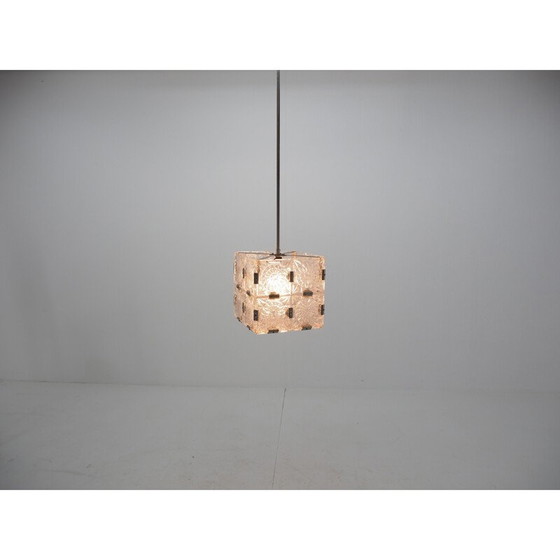 Image 1 of Lustre vintage en verre cubique par Kamenický Šenov, Tchécoslovaquie 1960