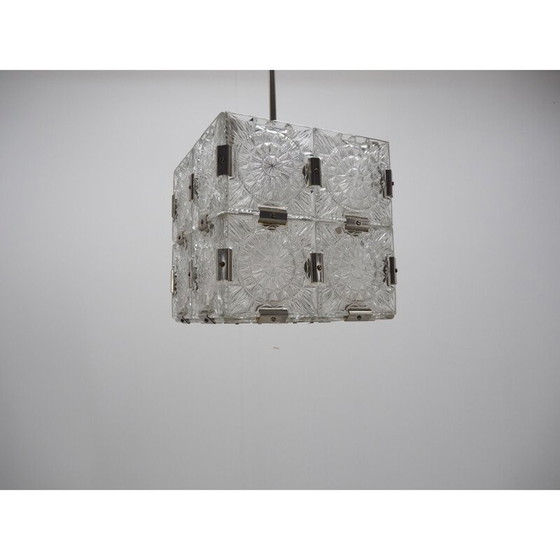 Image 1 of Lustre vintage en verre cubique par Kamenický Šenov, Tchécoslovaquie 1960