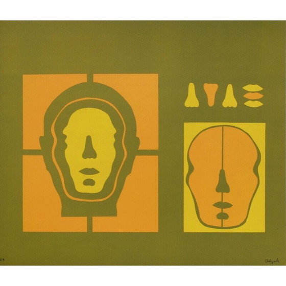 Image 1 of Lithographie vintage "positive face" de Roy Adzak, 1972