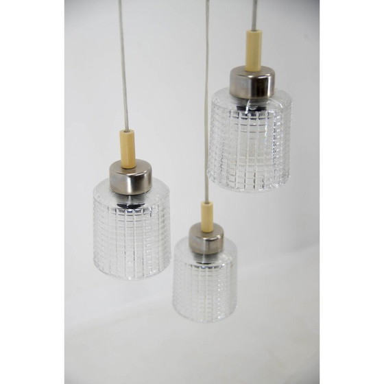 Image 1 of Lustre réglable vintage en verre, chrome et métal par Pokrok Zilina, Tchécoslovaquie 1970