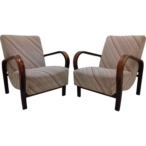Image 1 of Paire de fauteuils vintage avec table basse par Karel Koželka et Antonín Kropáček, Tchécoslovaquie 1940
