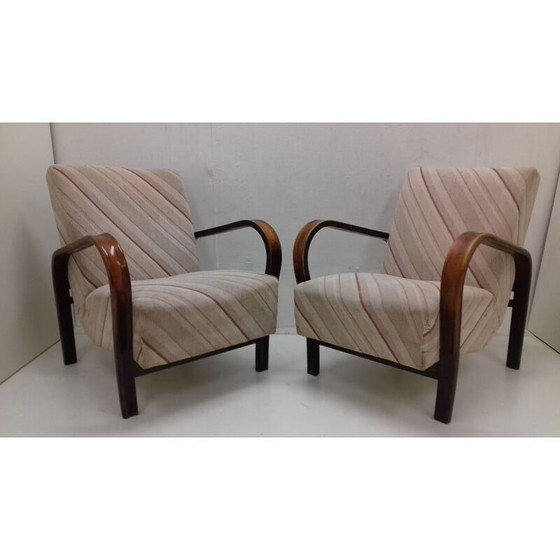 Image 1 of Paire de fauteuils vintage avec table basse par Karel Koželka et Antonín Kropáček, Tchécoslovaquie 1940