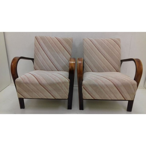 Image 1 of Paire de fauteuils vintage avec table basse par Karel Koželka et Antonín Kropáček, Tchécoslovaquie 1940