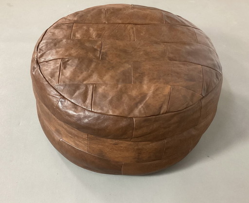 Pouf vintage en cuir cognac de Sede Patchwork en cuir