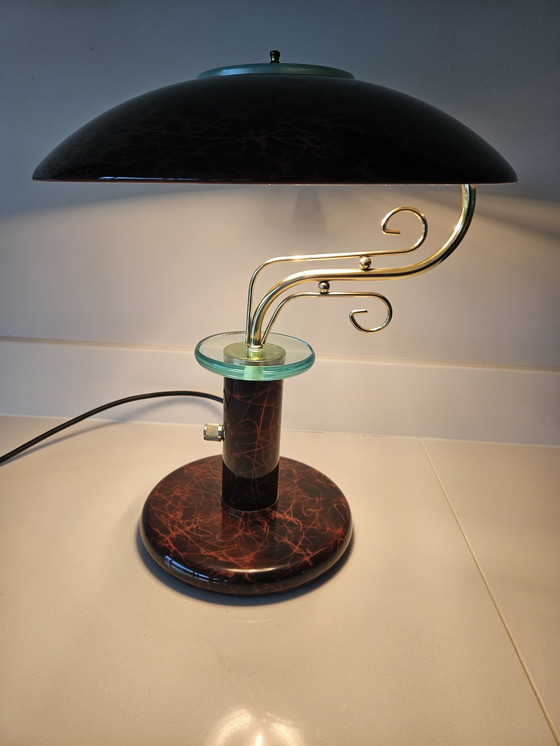 Image 1 of Lampe de banquier Vintage Champignon Dôme Tortue Artdeco '80s