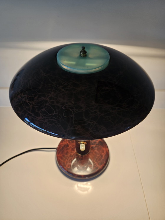 Image 1 of Lampe de banquier Vintage Champignon Dôme Tortue Artdeco '80s