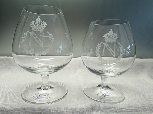 Set de 8 verres à cognac Napoléon gravés