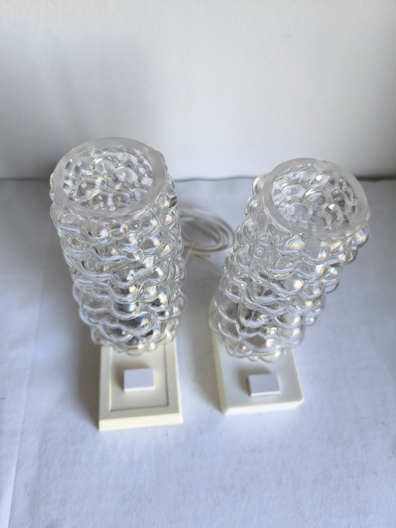 Image 1 of Lampes de table en verre bullé 2 pièces