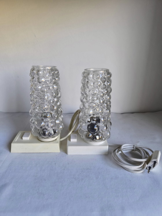 Image 1 of Lampes de table en verre bullé 2 pièces