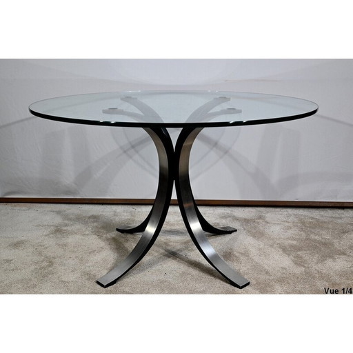 Table en verre vintage T69 Cristal par E.Gerli et O.Borsani pour Tecno, Italie 1963