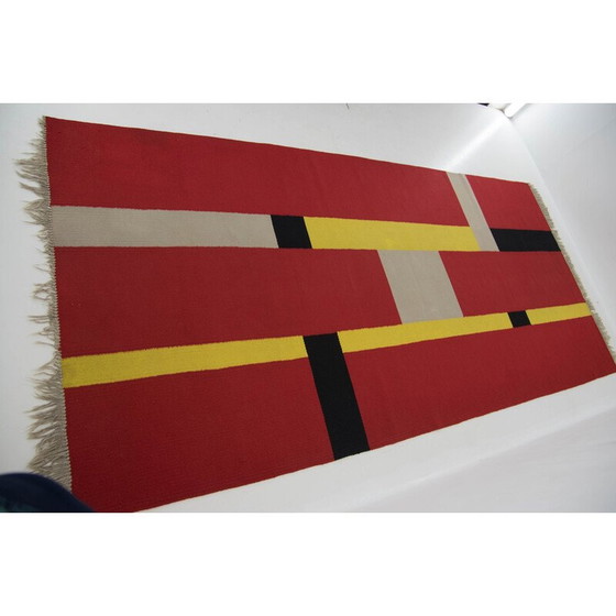 Image 1 of Tapis vintage Bauhaus à motifs géométriques, Tchécoslovaquie, années 1940