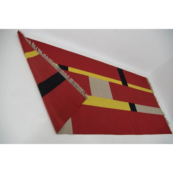 Image 1 of Tapis vintage Bauhaus à motifs géométriques, Tchécoslovaquie, années 1940