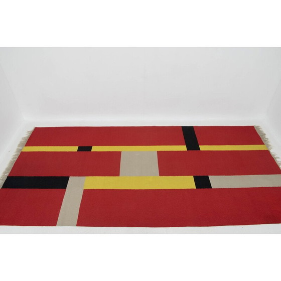 Image 1 of Tapis vintage Bauhaus à motifs géométriques, Tchécoslovaquie, années 1940