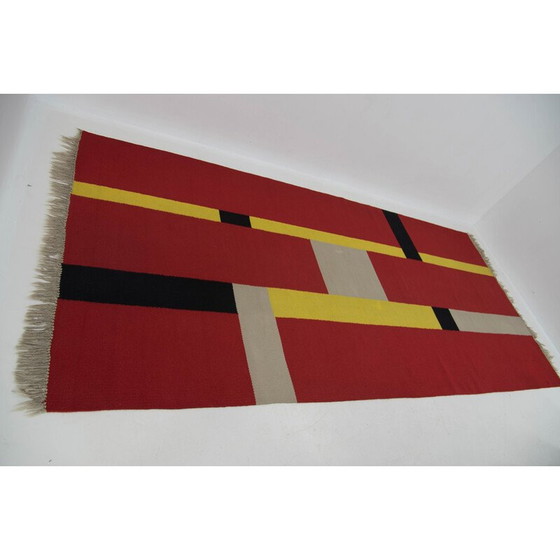 Image 1 of Tapis vintage Bauhaus à motifs géométriques, Tchécoslovaquie, années 1940