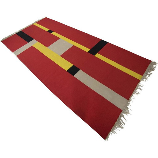 Tapis vintage Bauhaus à motifs géométriques, Tchécoslovaquie, années 1940