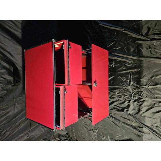 Image 1 of Ensemble de 3 caissons de bureau sur roulettes de couleur rouge pour Usm Haller