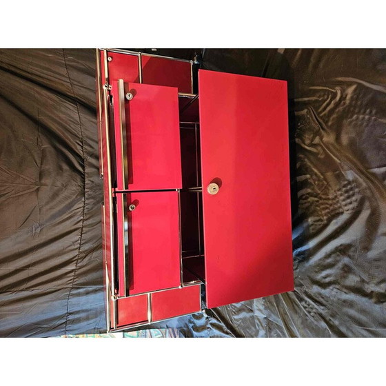 Image 1 of Ensemble de 3 caissons de bureau sur roulettes de couleur rouge pour Usm Haller