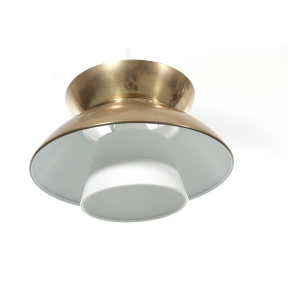 Image 1 of Lampe suspendue scandinave vintage Doo-Wop en laiton