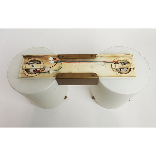 Plafonnier vintage en métal et laiton pour Perzel, France 1960