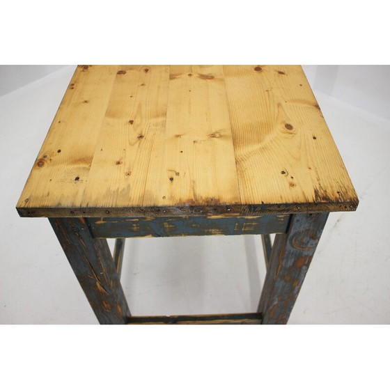 Image 1 of Table de salle à manger vintage en bois de pin patiné, Tchécoslovaquie 1950