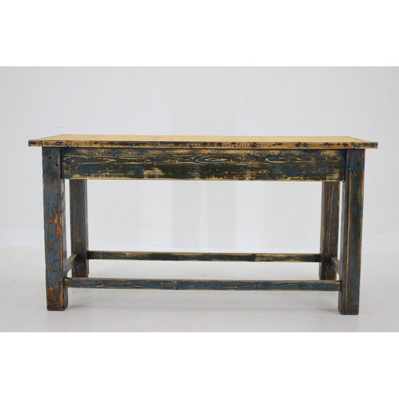 Image 1 of Table de salle à manger vintage en bois de pin patiné, Tchécoslovaquie 1950