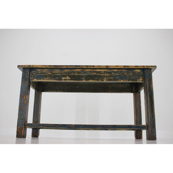 Image 1 of Table de salle à manger vintage en bois de pin patiné, Tchécoslovaquie 1950