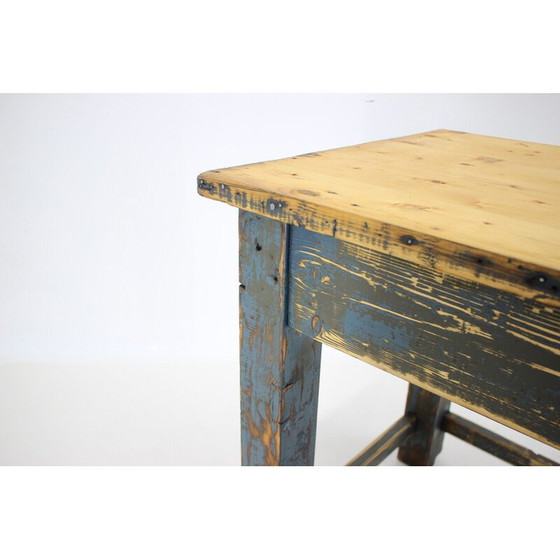 Image 1 of Table de salle à manger vintage en bois de pin patiné, Tchécoslovaquie 1950