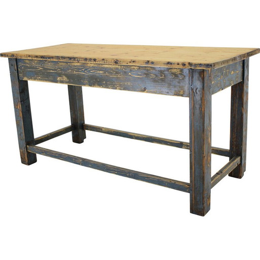 Table de salle à manger vintage en bois de pin patiné, Tchécoslovaquie 1950