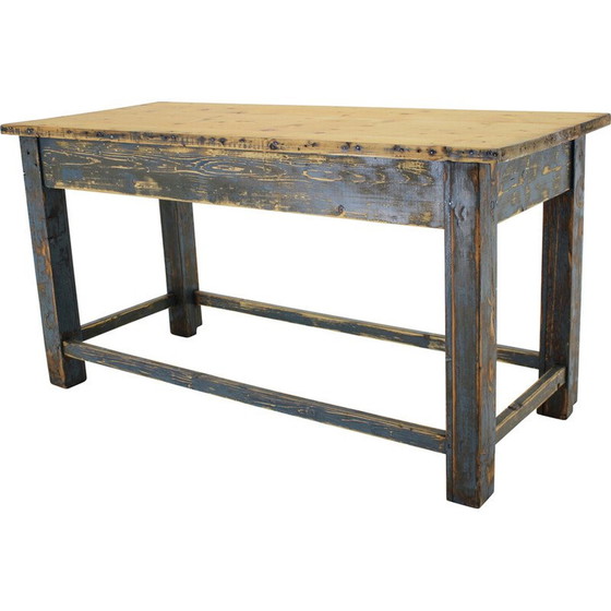 Image 1 of Table de salle à manger vintage en bois de pin patiné, Tchécoslovaquie 1950