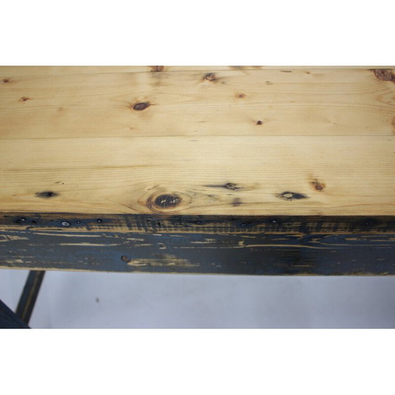 Image 1 of Table de salle à manger vintage en bois de pin patiné, Tchécoslovaquie 1950