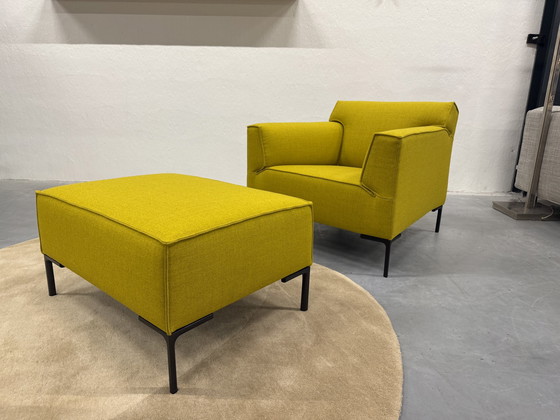 Image 1 of Design On Stock Bloq Armchair With Footstool Plough Wool Yellow