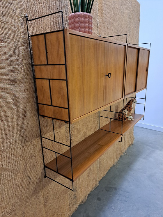 Image 1 of Teak Design Steel Wall System Moda With 2 Cabinets, Wall Rack