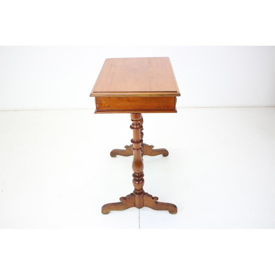 Image 1 of Table de couture vintage en bois massif et placage, 1895