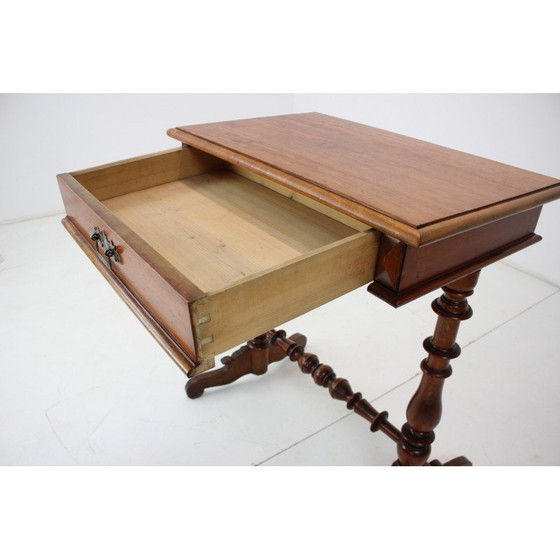Image 1 of Table de couture vintage en bois massif et placage, 1895