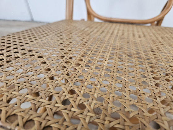 Image 1 of Fauteuil à bascule viennois du 20e siècle en bois et paille de Vienne