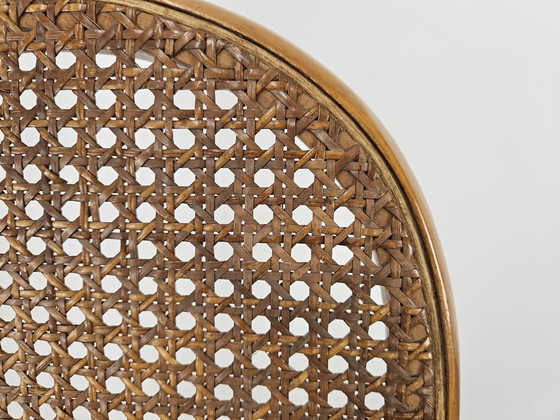 Image 1 of Fauteuil à bascule viennois du 20e siècle en bois et paille de Vienne