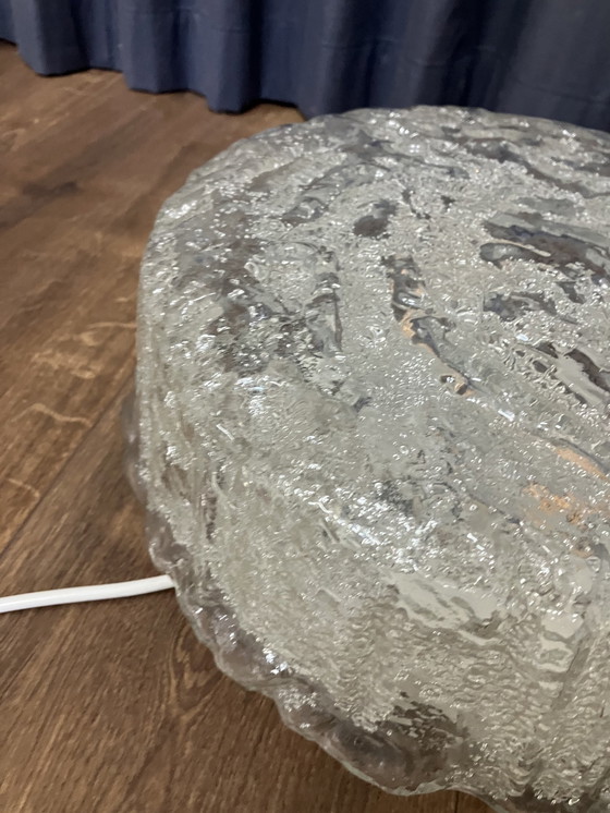 Image 1 of Glashütte Limburg Vintage Ice Glass Plafoniere Space Age