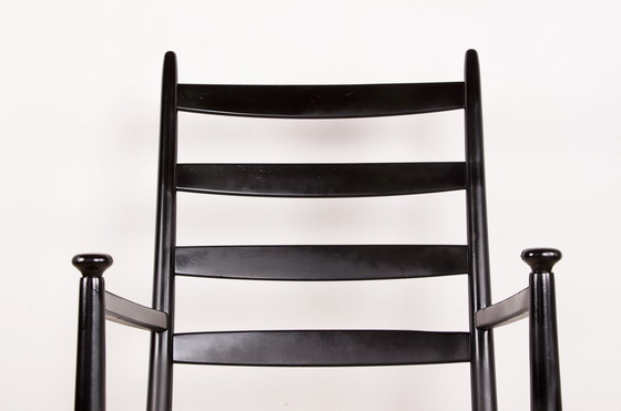 Image 1 of Un Fauteuil, Rocking Chair, En Teck Laqué Et Tissu Modèle 218 Par Thomas Harlev Pour Farstrup Savvaek 1960.