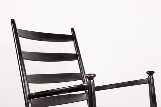 Image 1 of Un Fauteuil, Rocking Chair, En Teck Laqué Et Tissu Modèle 218 Par Thomas Harlev Pour Farstrup Savvaek 1960.