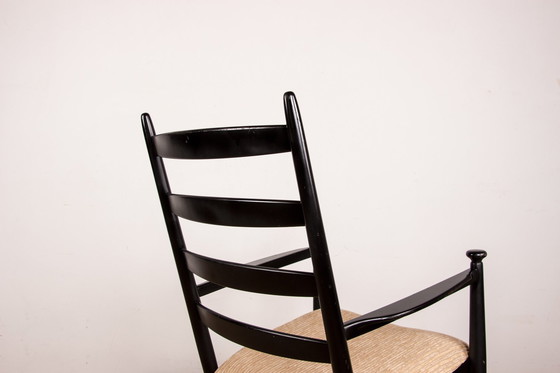 Image 1 of Un Fauteuil, Rocking Chair, En Teck Laqué Et Tissu Modèle 218 Par Thomas Harlev Pour Farstrup Savvaek 1960.