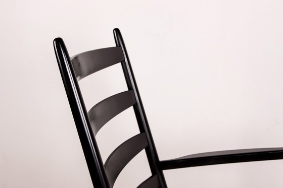 Image 1 of Un Fauteuil, Rocking Chair, En Teck Laqué Et Tissu Modèle 218 Par Thomas Harlev Pour Farstrup Savvaek 1960.