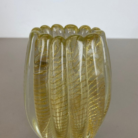 Image 1 of Vase vintage en verre de Murano Cordonato d'oro par Barovier et Toso, Italie, années 1970