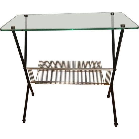 Image 1 of Table d'appoint vintage en verre et laiton par Angelo Ostuni pour Frangi Milano, 1950
