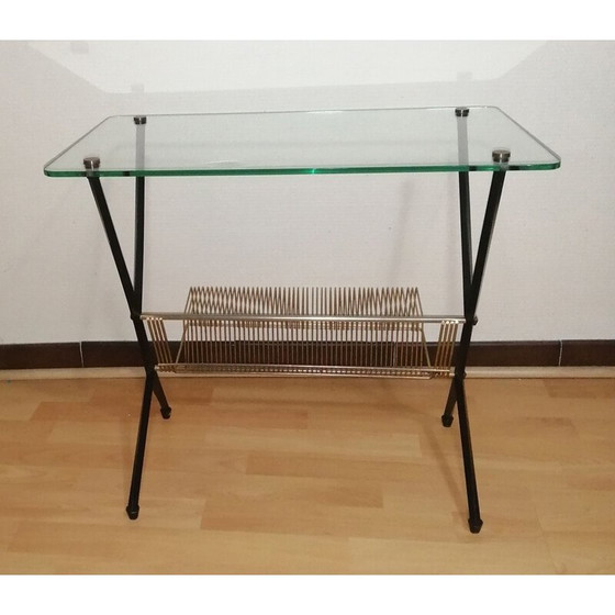 Image 1 of Table d'appoint vintage en verre et laiton par Angelo Ostuni pour Frangi Milano, 1950
