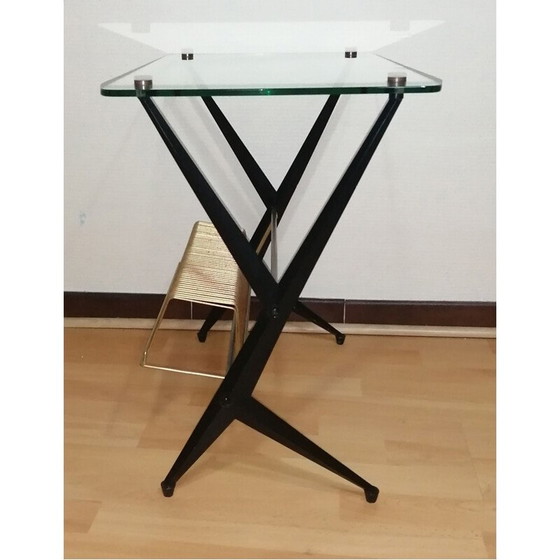 Image 1 of Table d'appoint vintage en verre et laiton par Angelo Ostuni pour Frangi Milano, 1950