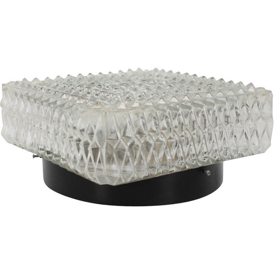 Image 1 of Plafonnier vintage en métal et verre, Tchécoslovaquie, années 1970