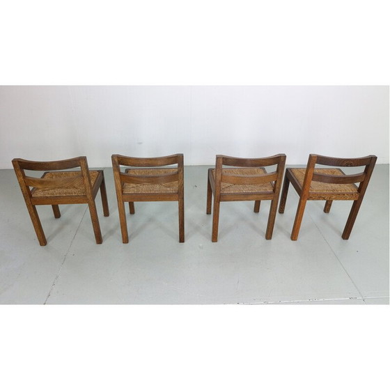 Image 1 of Ensemble de 4 chaises vintage en rotin et wengé par Martin Visser, Pays-Bas 1960